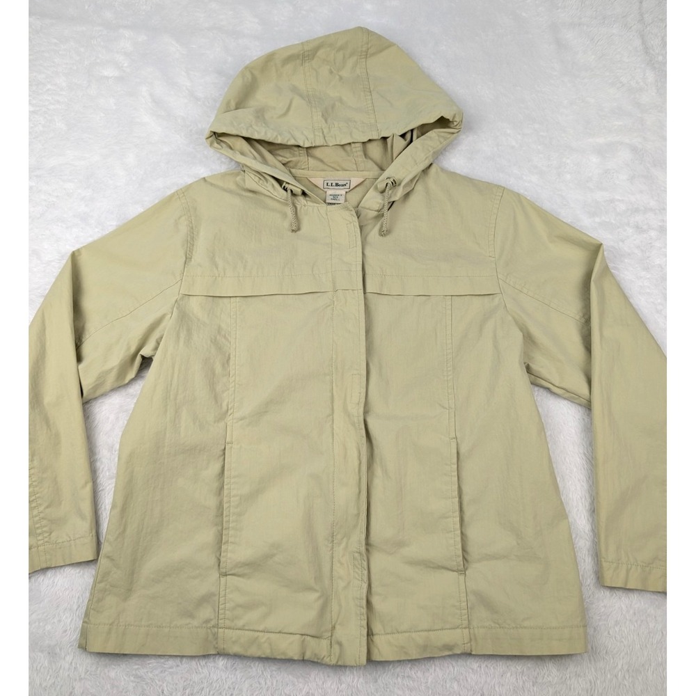 LL Bean Rain Full Zip Jacket Women's‎ S Yellow Waterproof Hooded Coat OKW76